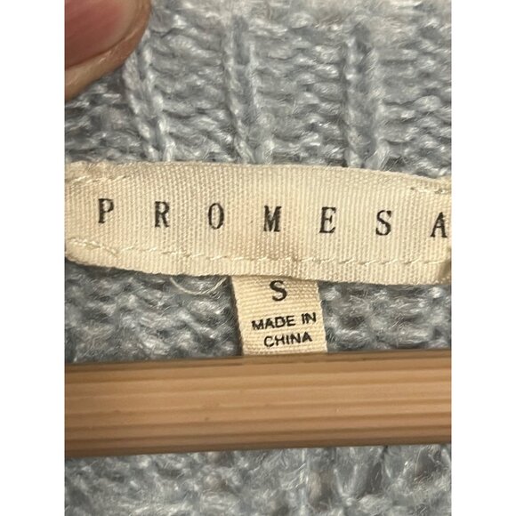 Promesa Women Oversized S Color Block Blue Knit Cardigan Sweater Grandma Core - Picture 12 of 14